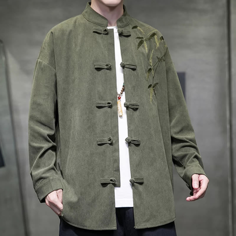 Tactile Cotton Corduroy Stand Collar Men's Meditation Jacket