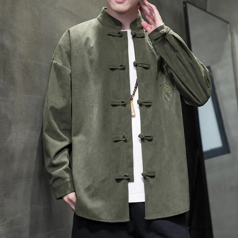 Tactile Cotton Corduroy Stand Collar Men's Meditation Jacket