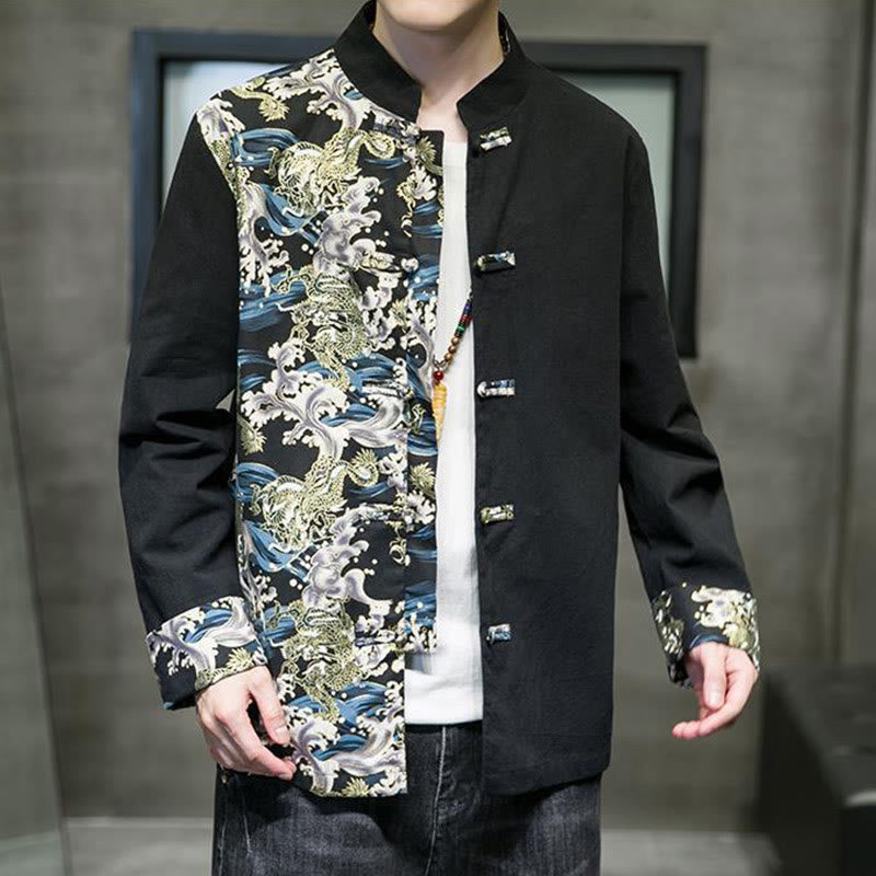 Tactile Cotton Stand-Collar Frog-Button Meditation Jacket