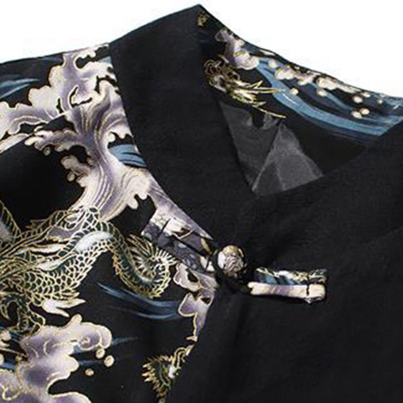 Tactile Cotton Stand-Collar Frog-Button Meditation Jacket