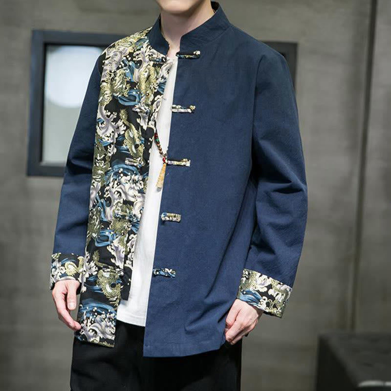 Tactile Cotton Stand-Collar Frog-Button Meditation Jacket