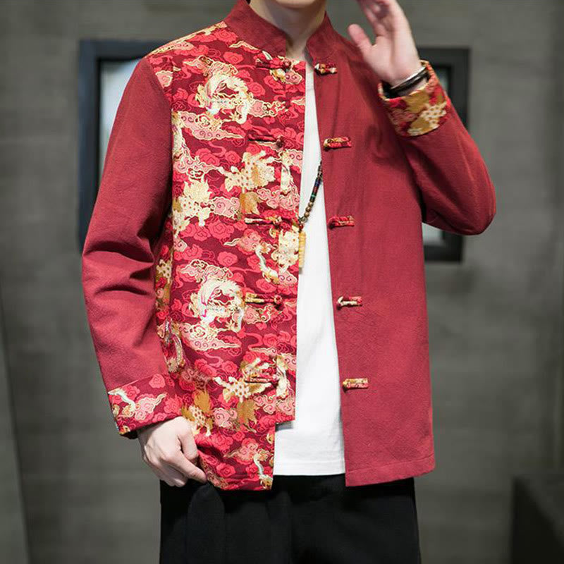 Tactile Cotton Stand-Collar Frog-Button Meditation Jacket