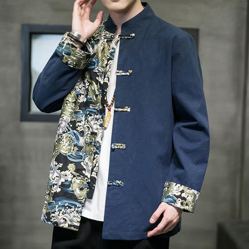 Tactile Cotton Stand-Collar Frog-Button Meditation Jacket