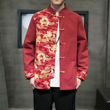 Tactile Cotton Stand-Collar Frog-Button Meditation Jacket