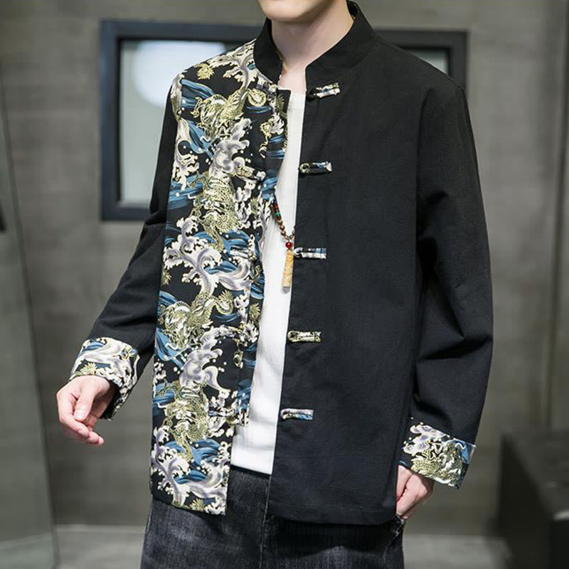 Tactile Cotton Stand-Collar Frog-Button Meditation Jacket