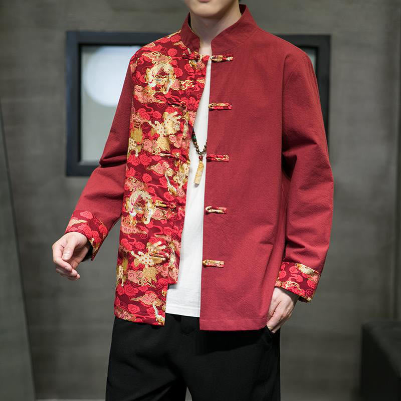 Tactile Cotton Stand-Collar Frog-Button Meditation Jacket