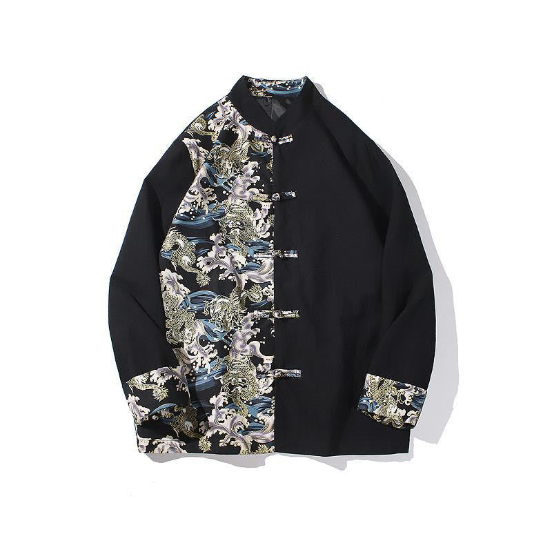 Tactile Cotton Stand-Collar Frog-Button Meditation Jacket