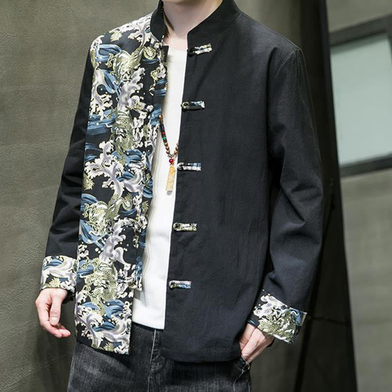 Tactile Cotton Stand-Collar Frog-Button Meditation Jacket