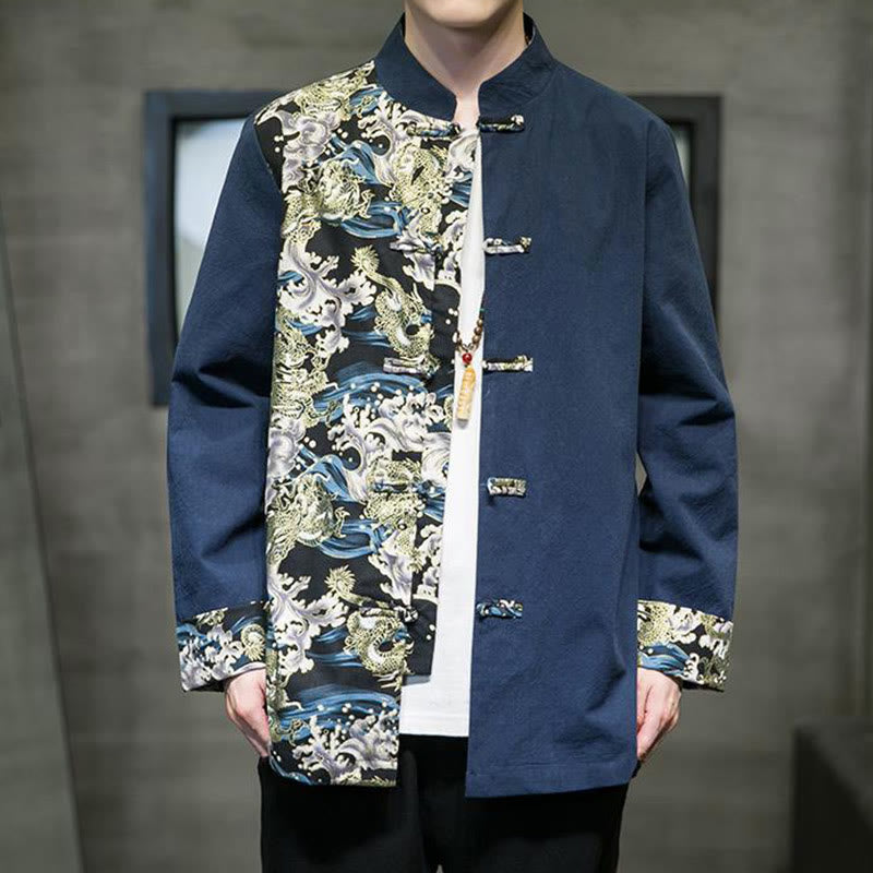 Tactile Cotton Stand-Collar Frog-Button Meditation Jacket