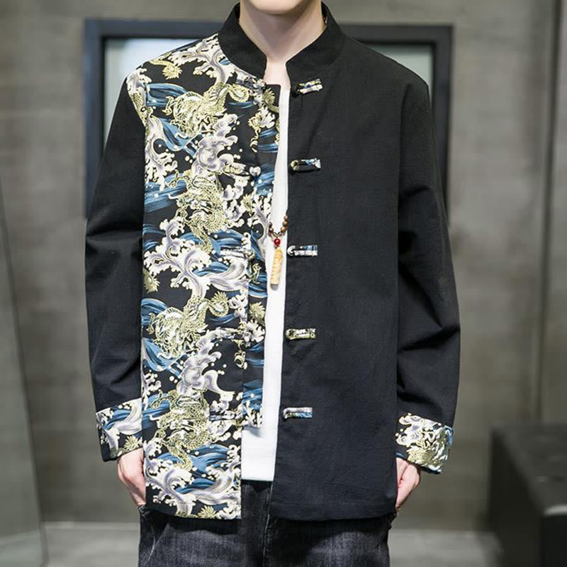 Tactile Cotton Stand-Collar Frog-Button Meditation Jacket