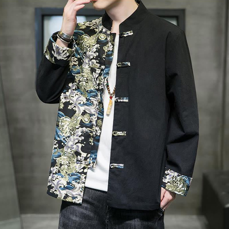 Tactile Cotton Stand-Collar Frog-Button Meditation Jacket