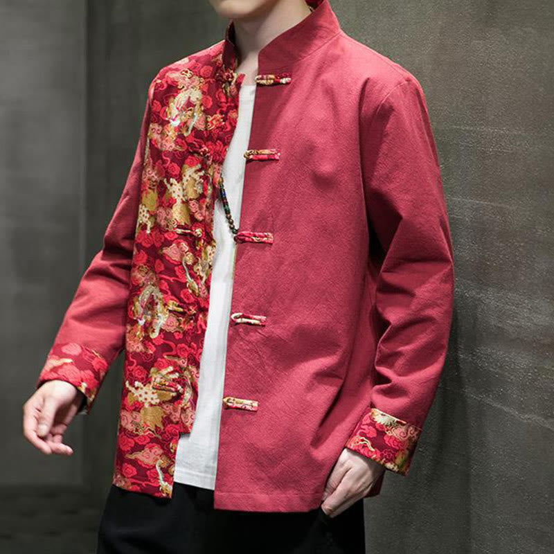 Tactile Cotton Stand-Collar Frog-Button Meditation Jacket