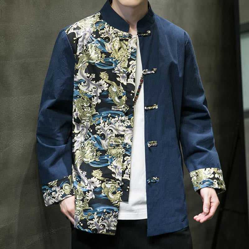 Tactile Cotton Stand-Collar Frog-Button Meditation Jacket