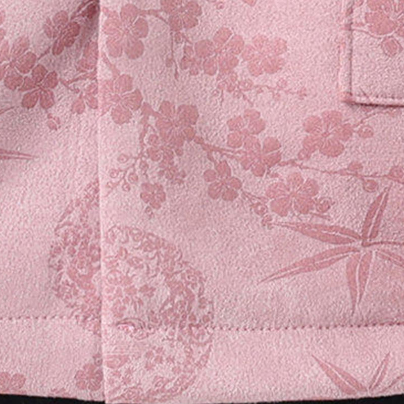 Jacquard Cotton Stand Collar Frog-Button Slim Fit Meditation Jacket