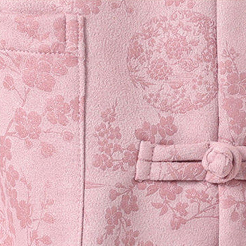 Jacquard Cotton Stand Collar Frog-Button Slim Fit Meditation Jacket