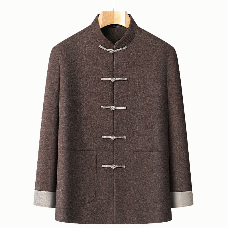 Tactile Cotton Frog Button Stand Collar Men's Jacket