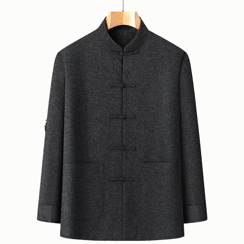 Tactile Cotton Frog Button Stand Collar Men's Jacket