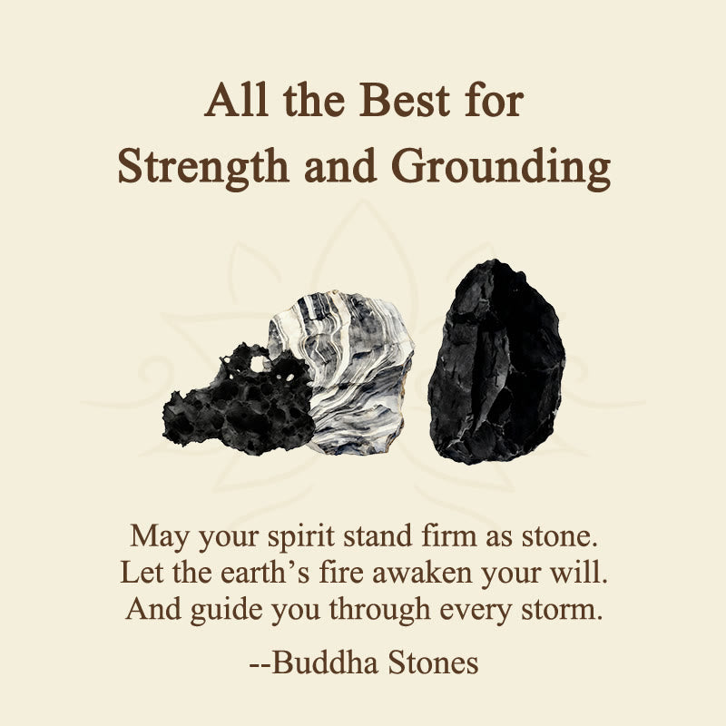 "All the Best for Strength and Grounding" Obsidian Bracelet Includes Gift Message Card