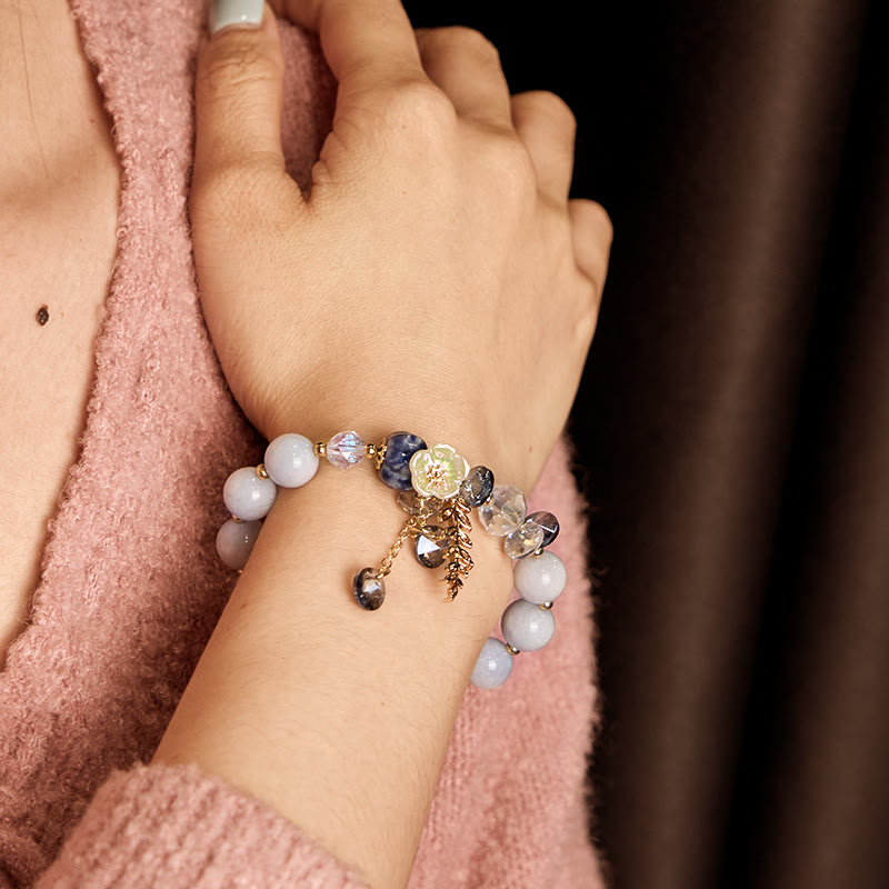 "Sending You Peace and Grace" Blue Crystal Flower Bracelet Includes Gift Message Card