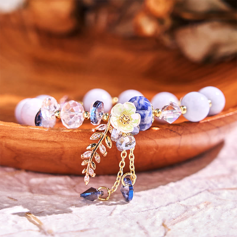 "Sending You Peace and Grace" Blue Crystal Flower Bracelet Includes Gift Message Card