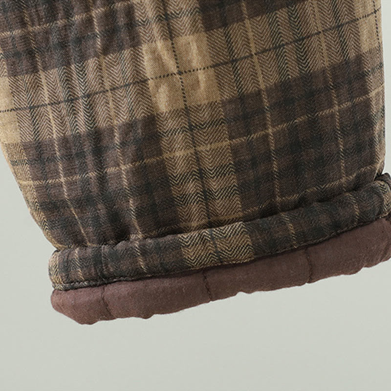 Thermal Cotton-Padded Plaid Harem Meditation Pants