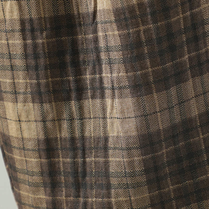 Thermal Cotton-Padded Plaid Harem Meditation Pants