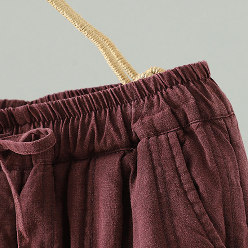 Breathable Cotton Slim-Fit Carrot Ankle-Length Meditation Pants