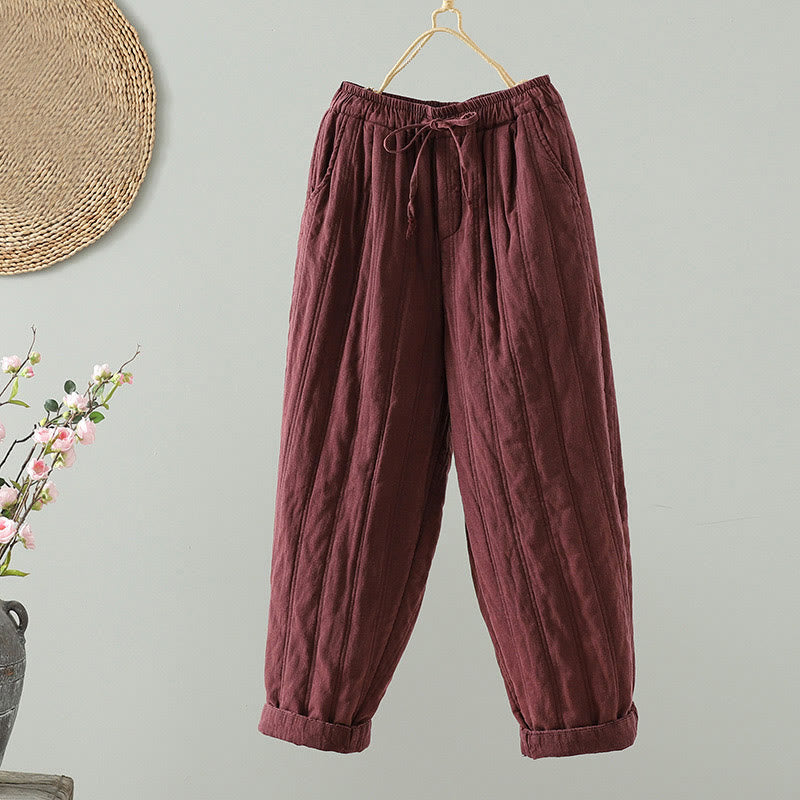 Breathable Cotton Slim-Fit Carrot Ankle-Length Meditation Pants