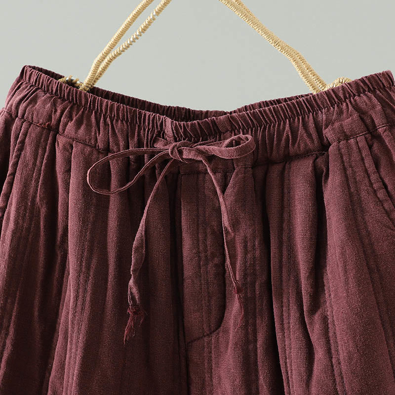 Breathable Cotton Slim-Fit Carrot Ankle-Length Meditation Pants