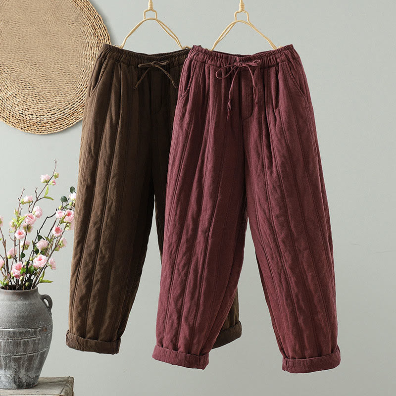 Breathable Cotton Slim-Fit Carrot Ankle-Length Meditation Pants