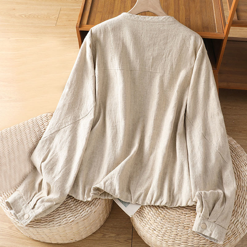 Women's Cotton Zipper Design Double Layer Long Sleeve Jacket With Pockets