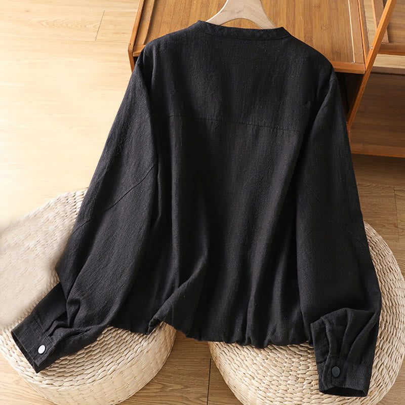 Women's Cotton Zipper Design Double Layer Long Sleeve Jacket With Pockets