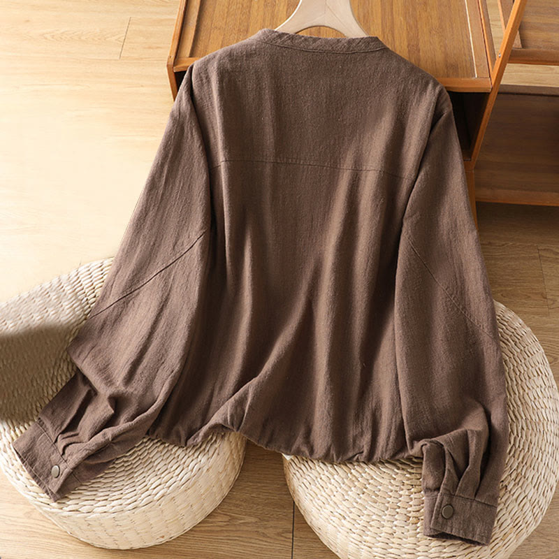 Women's Cotton Zipper Design Double Layer Long Sleeve Jacket With Pockets