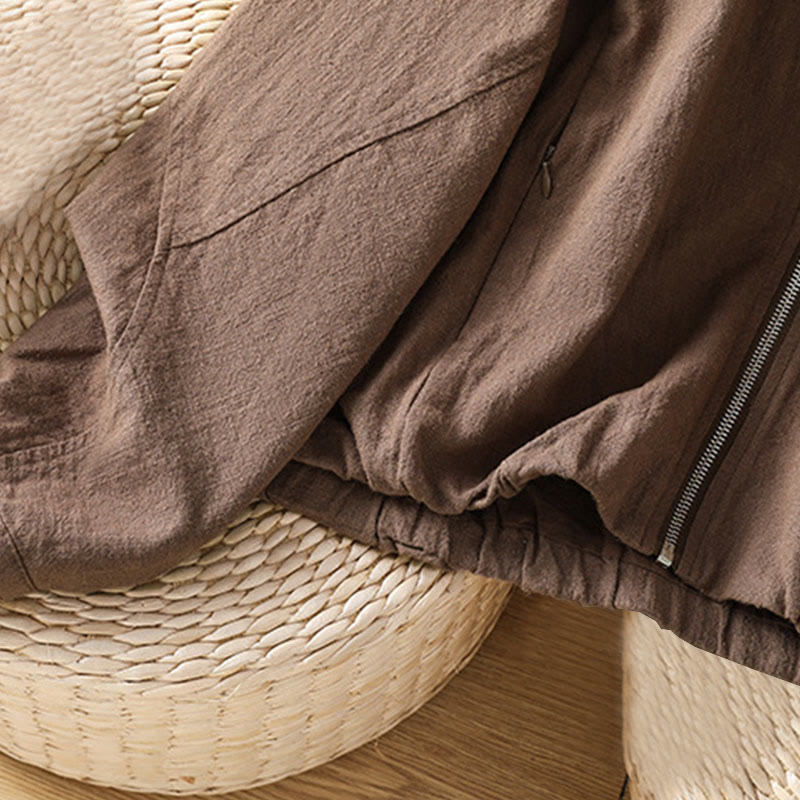 Women's Cotton Zipper Design Double Layer Long Sleeve Jacket With Pockets