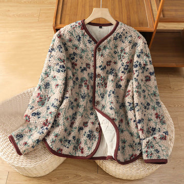 Tactile Cotton Buttoned Thermal Meditation Jacket