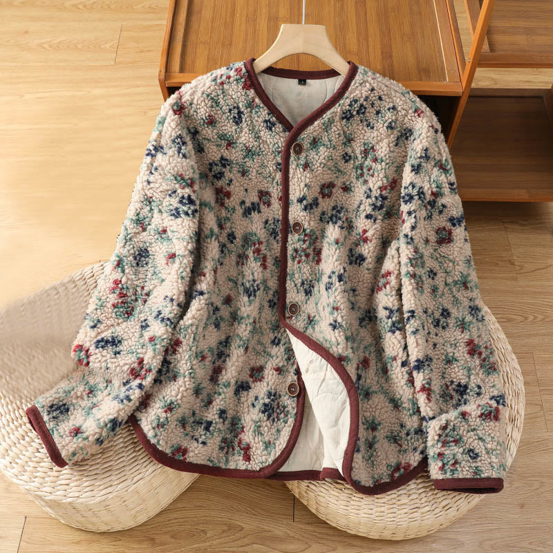Tactile Cotton Buttoned Thermal Meditation Jacket