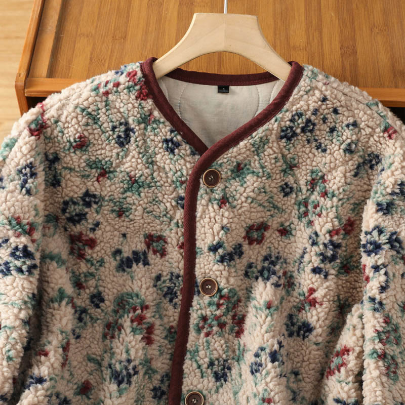 Tactile Cotton Buttoned Thermal Meditation Jacket