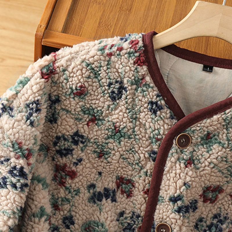 Tactile Cotton Buttoned Thermal Meditation Jacket