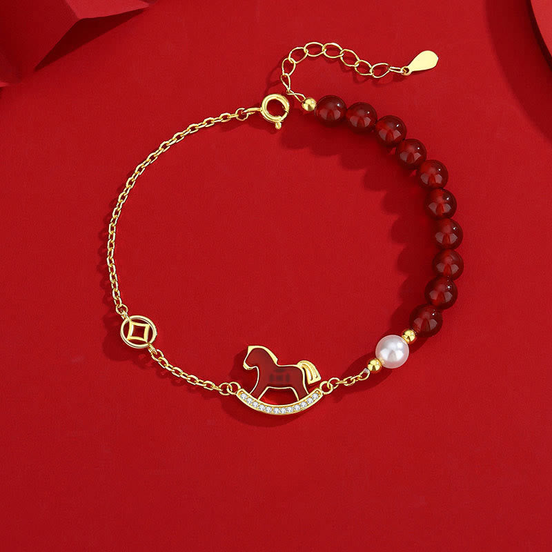925 Sterling Silver Red String Horse Zodiac Bracelet & Jewelry Collection