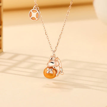 925 Sterling Silver Year Of The Horse Coins Design Blessing Necklace Pendant