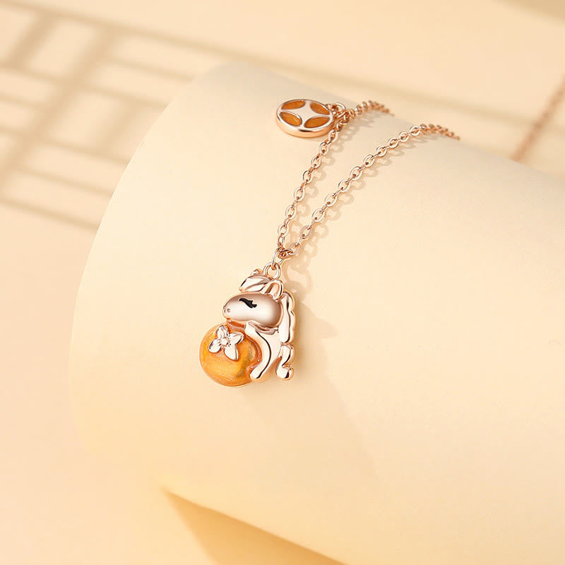 925 Sterling Silver Year Of The Horse Coins Design Blessing Necklace Pendant