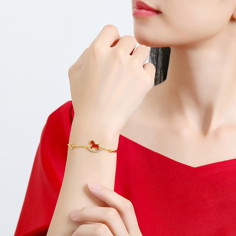 925 Sterling Silver Red String Horse Zodiac Bracelet & Jewelry Collection