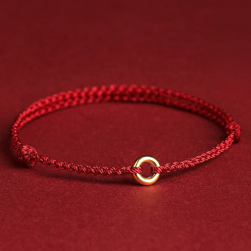 Small Peace Buckle Braided String Adjustable Connection Bracelet Anklet