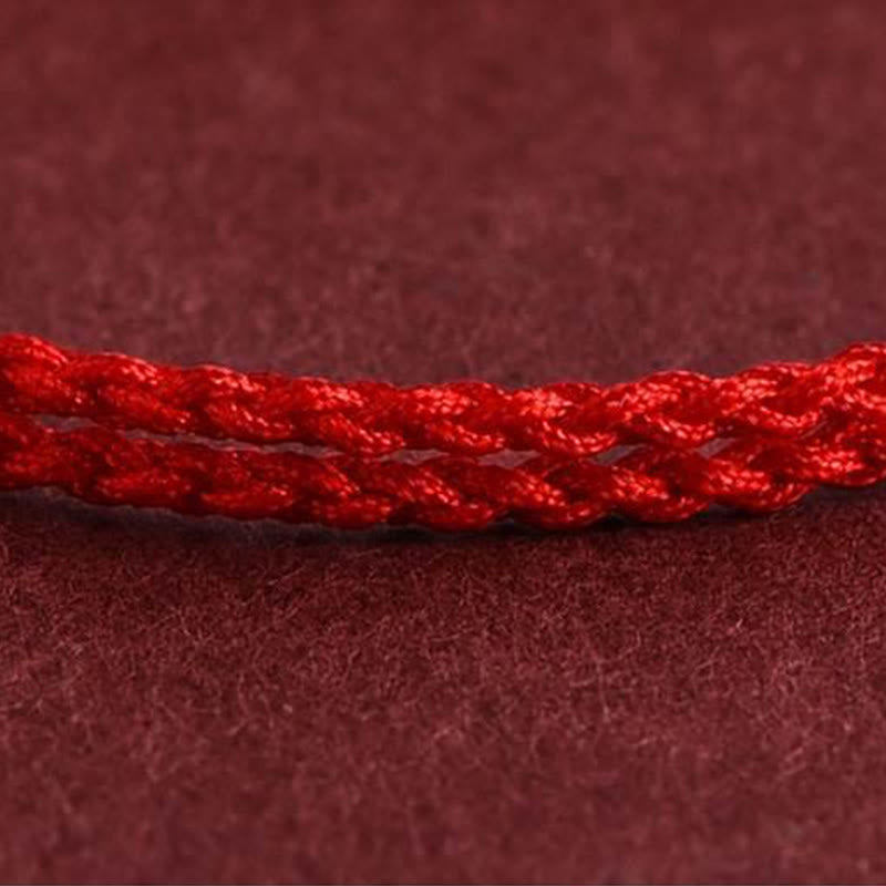 Handcrafted Braided Red String Bracelet Anklet with Five Copper Chinese Coins