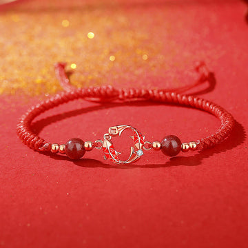 18k Gold Plated Sterling Silver Koi Fish Cinnabar Red String Connection Jewelry