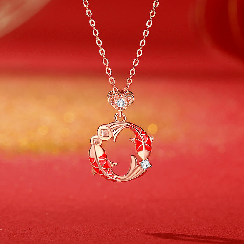 18k Gold Plated Sterling Silver Koi Fish Cinnabar Red String Connection Jewelry