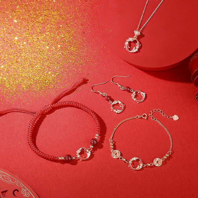18k Gold Plated Sterling Silver Koi Fish Cinnabar Red String Connection Jewelry