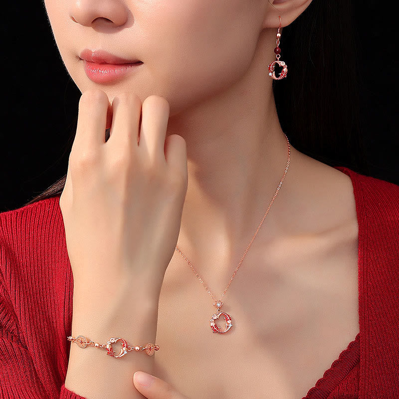 18k Gold Plated Sterling Silver Koi Fish Cinnabar Red String Connection Jewelry