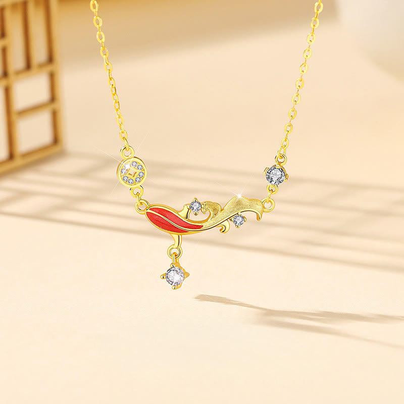 925 Sterling Silver Koi Fish Red String Bracelet