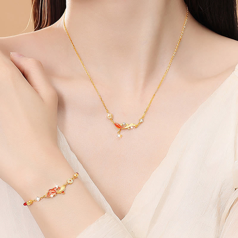 925 Sterling Silver Koi Fish Red String Bracelet